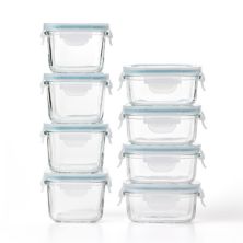Glasslock Mini 5 and 7 Ounce Tempered Glass Food Storage Container Set, 8 Pieces Glasslock