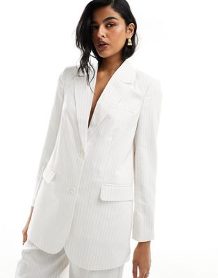 ONLY loose fit blazer in white pinstripe - part of a set  ONLY
