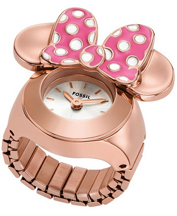 Женские часы Disney x Fossil Limited Edition, двуручное кольцо из нержавеющей стали цвета розового золота, 16 мм Fossil