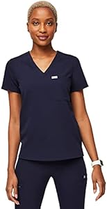 FIGS Catarina Scrub Tops for Women — Classic Fit, 1 Pocket, Four-Way Stretch, Anti-Wrinkle Women’s Medical Scrub Top Figs