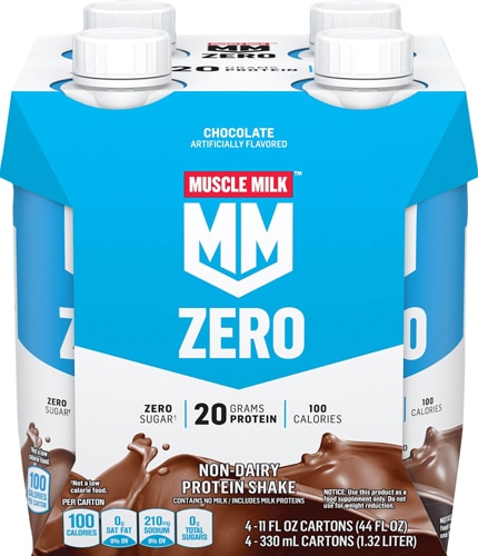 Шоколад с нулевым протеиновым коктейлем — 11 жидких унций каждый / упаковка из 4 шт. Muscle Milk