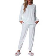 Women's Pajamas Cotton Tie Dye Long Sleeve Round Neck Front Pocket Drawstring Long Pants Loungewear INSPIRE CHIC