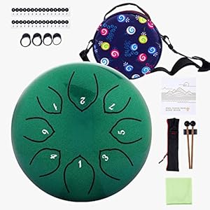 Steel Tongue Drum Kids Instrument: Musical Metal Tank Drums Set 6 Inch 8 Notes C-Key for Meditation Yoga Education Percussion with Bag, Music Book, Mallets, Finger Picks(Black) Musfunny