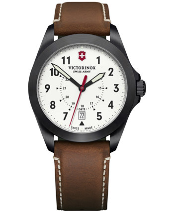 Мужские часы Swiss Heritage с коричневым кожаным ремешком 40 мм Victorinox