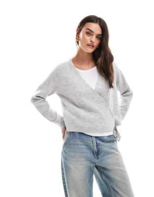 Vero Moda wrap cardigan in light gray melange VERO MODA