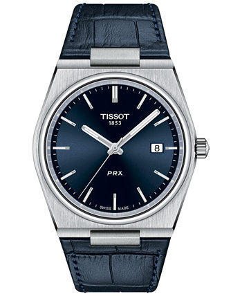 Мужские часы PRX с синим кожаным ремешком, 40 мм Tissot