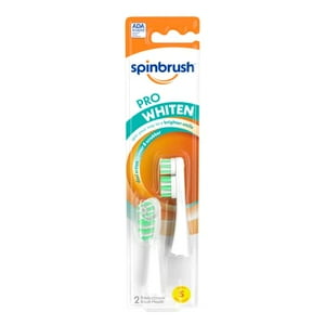 Spinbrush Pro Whiten Replacement Heads, Medium Bristles, For Battery Toothbrush, 2-Pack Visit the Spinbrush Store