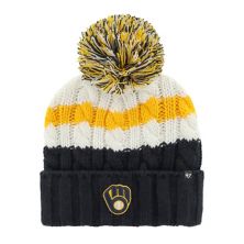 Women's '47 White/Navy Milwaukee Brewers Ashfield Cuffed Knit Hat with Pom Unbranded