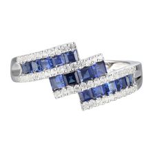 Серебряное кольцо с синим и белым сапфиром, созданное в лаборатории Unbranded