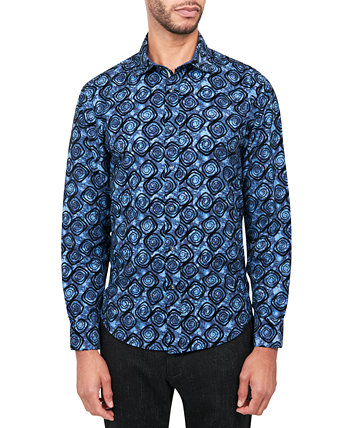 Мужская рубашка на пуговицах с геометрическим рисунком стандартного кроя, влагоотводящая, с цветочным принтом Society of Threads