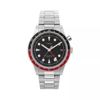 Waterbury Traditional GMT Stainless Steel Bracelet Watch Timex