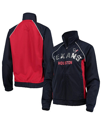 Женская темно-синяя, красная спортивная куртка Houston Texans Backfield с регланами и молнией во всю длину G-III