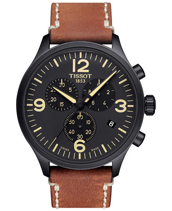 Мужские швейцарские часы Chrono XL с коричневым кожаным ремешком, 45 мм Tissot