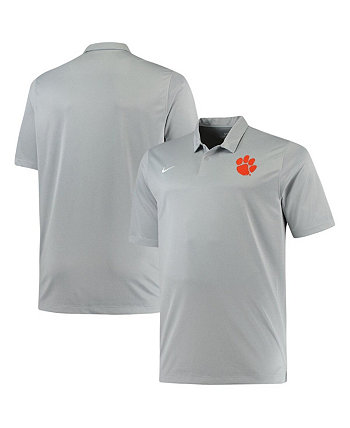 Мужская серая рубашка-поло Clemson Tigers Big and Tall Performance с принтом меланжевого цвета Nike