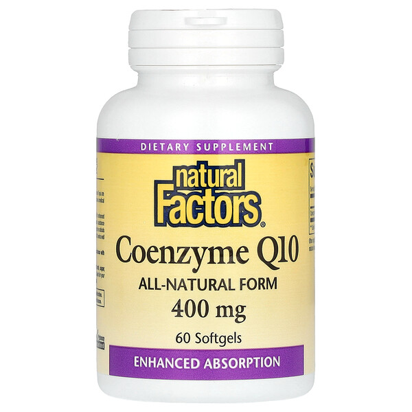Коэнзим Q10, 400 мг, 60 мягких таблеток Natural Factors