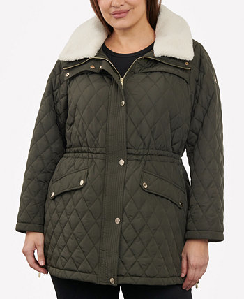 Женское стеганое пальто больших размеров с флисовым воротником Michael Kors