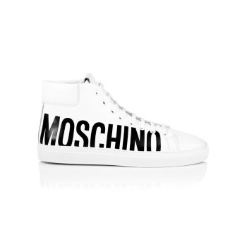Высокие кожаные кроссовки с логотипом Moschino