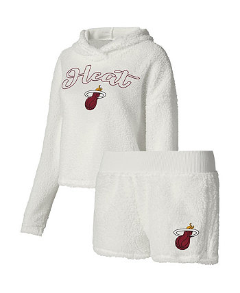 Женская кремовая толстовка с длинным рукавом Miami Heat, футболка, шорты, комплект для сна College Concepts