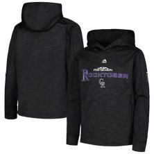 Youth Majestic Black Colorado Rockies 2018 MLB Postseason Authentic Collection Streak Pullover Hoodie Majestic Threads