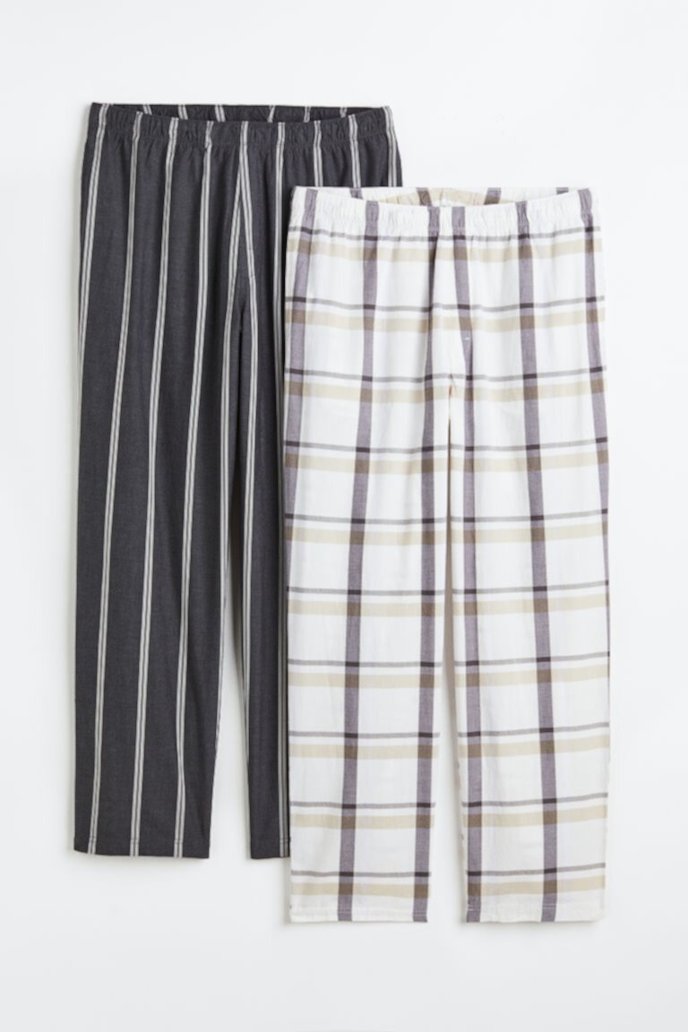 Набор из 2 поплиновых пижамных брюк свободного кроя свободного кроя H&M