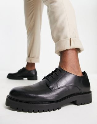 Черные кожаные массивные туфли со шнуровкой Walk London WALK London