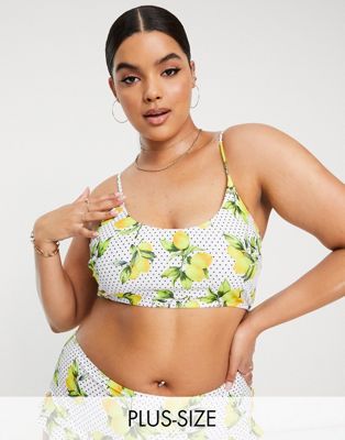 Missguided Plus bikini top in lemon print Missguided Plus