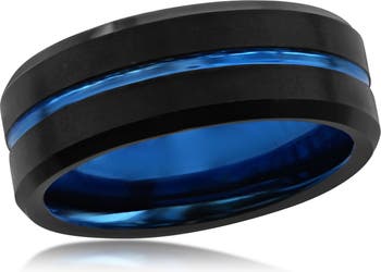 Черное и синее вольфрамовое кольцо BLACKJACK
