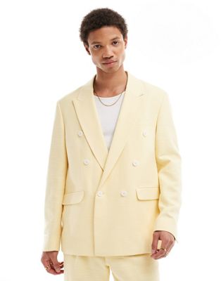 Viggo lisandro double breasted suit jacket in lemon yellow Viggo