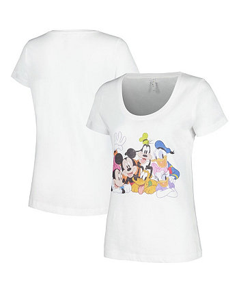 Женская белая рваная футболка с круглым вырезом «Микки и друзья» Mad Engine