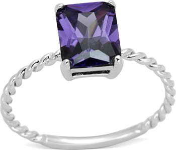 Квадратное кольцо Dainty Purple CZ с родиевым покрытием Covet