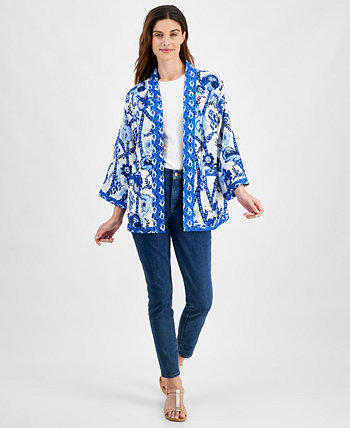 Petite Belinda Border Reversible Kimono, Created for Macy's Style & Co