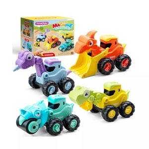 Syncfun 4Pack Dinosaur Construction Vehicles Set, Baby Toy Cars for Toddlers, Car Toys for 1 2 3 Year Old Boys Girls Kids, Best Birthday Gifts for Toddler SYNCFUN