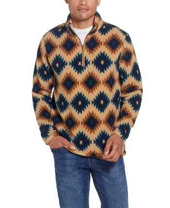 Мужской свитер из шерпы с молнией на четверть и юго-западным принтом Weatherproof Vintage