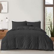 Unikome Soft Solid Clipped Duvet Cover Set with Corner Ties UNIKOME