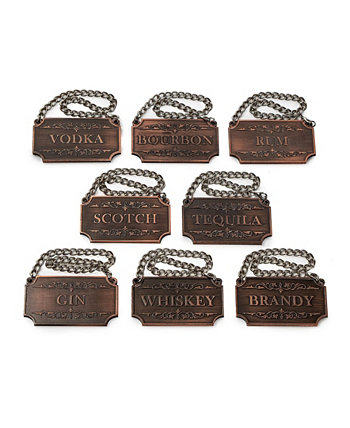 Decanter Tags Copper for Alcohol, Set of 8 The Wine Savant