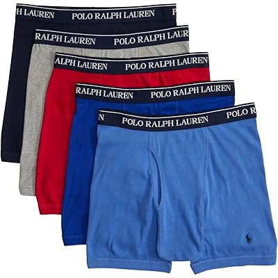 5 упаковок классических хлопковых боксеров Polo Ralph Lauren на эластичном поясе Polo Ralph Lauren