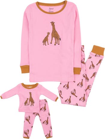 Пижама с жирафом и пижамный комплект для подходящей куклы Leveret