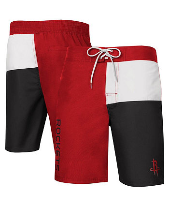Men's Red and Black Houston Rockets Breeze Color Block Swim Trunks G-III Sports by Carl Banks