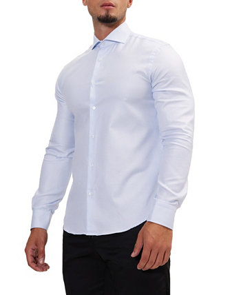 Текстурированная приталенная мужская рубашка Modern с воротником-стойкой RON TOMSON