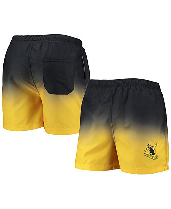 Мужские шорты для плавания в стиле ретро Pittsburgh Steelers черного и золотого цвета с окраской погружением в краску FOCO