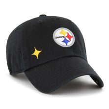 Women's '47  Black Pittsburgh Steelers Confetti Icon Clean Up Adjustable Hat Unbranded