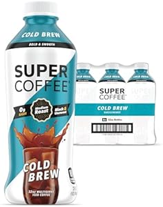 Холодный кофе Super Coffee без сахара (0 г добавленного сахара, 250 мг кофеина), 32 унции, 6 бутылок SUPER COFFEE