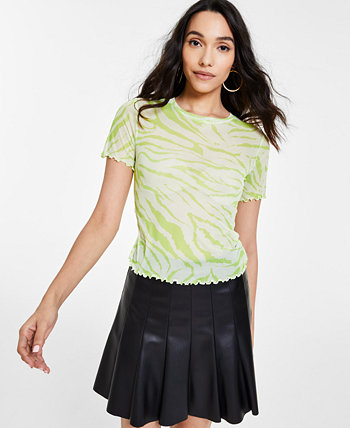 Женская сетчатая футболка с принтом и салатовыми краями, созданная для Macy's Bar III