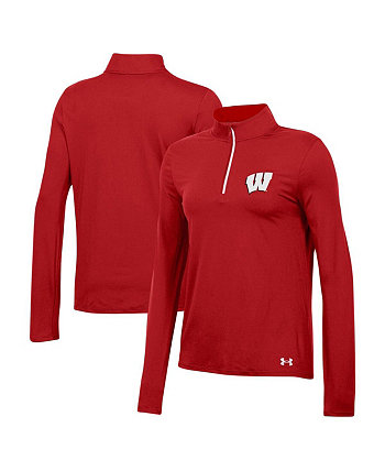 Женская футболка с молнией без четверти Red Wisconsin Badgers Gameday Knockout Under Armour