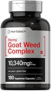 Horbäach Horny Goat Weed Complex | 10,340 mg | 180 Capsules | Vegetarian, Non-GMO, and Gluten Free Formula with Tribulus, Maca, Yohimbe, and L-Arginine Horbäach