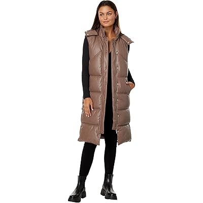 Faux Leather Puffer Vest Avec Les Filles