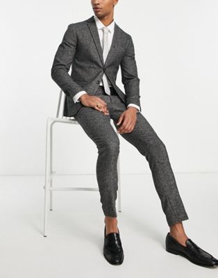 Темно-серые суперузкие твидовые костюмные брюки Jack & Jones Premium Jack & Jones