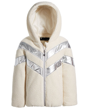 Куртка с металлическим шевронным принтом из шерпы для маленьких девочек S Rothschild & CO