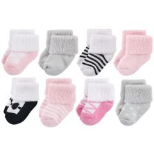 Luvable Friends Baby Girl Newborn and Baby Terry Socks, Pink Black Ballet Luvable Friends