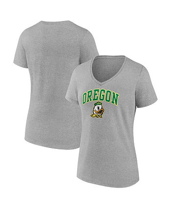Женская футболка Heather Grey Oregon Ducks Evergreen Campus с v-образным вырезом Fanatics